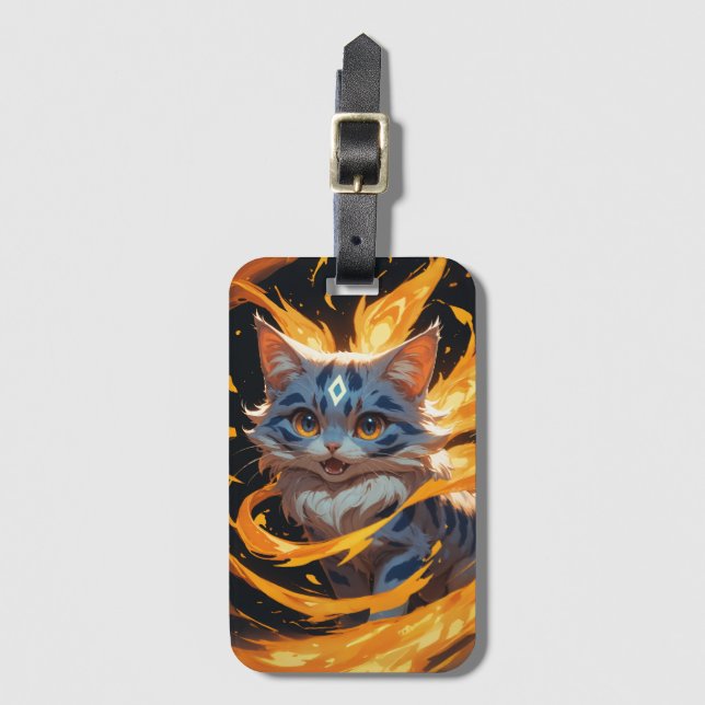 Arcane Ember: Der Flamebound Kitten Familiar Gepäckanhänger (Vorderseite Vertikal)