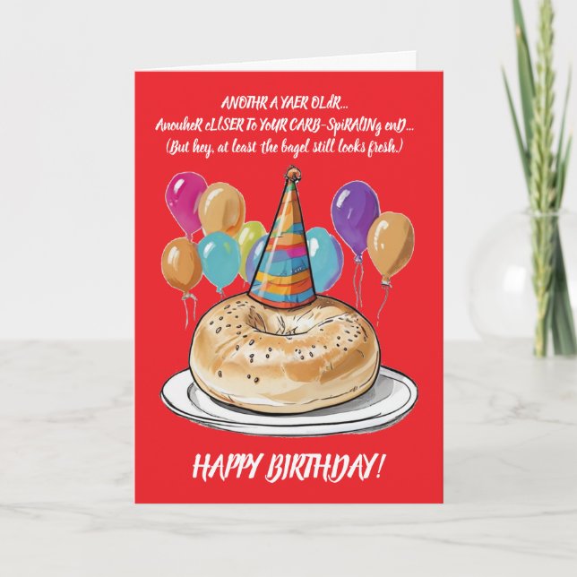 Arcastic Bagel Geburtstag mit Balloons Karte (Vorderseite)