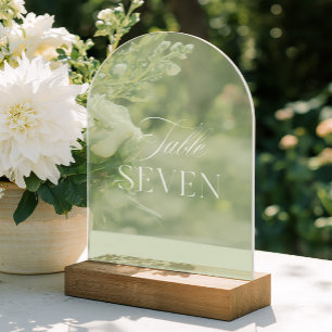 Arch Acryl Sagegrün Hochzeitstisch Sieben Nummer Acryleinladungen