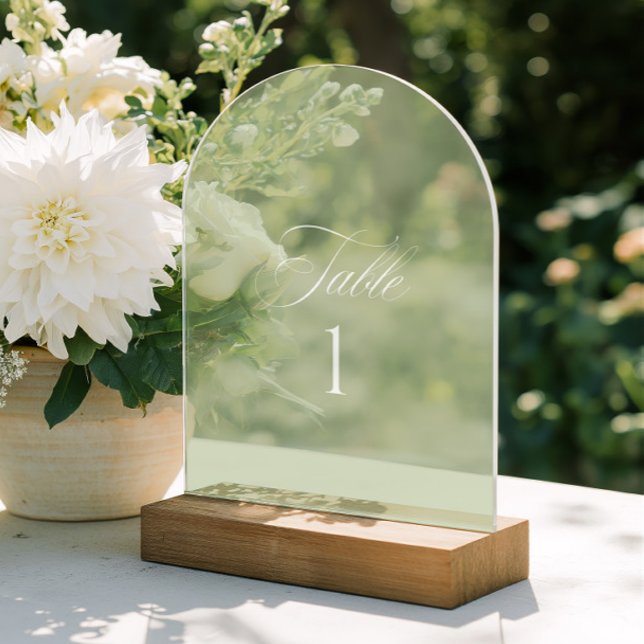 Arch Acrylic Sage Green Wedding Table Number Acryleinladungen (Arch Acrylic Sage Green Wedding Table Number)