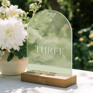Arch Acrylic Sage Green Wedding Table Three Number Acryleinladungen