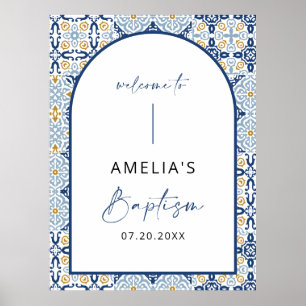 Arch Amalfi Blue Tile Taufe Begrüßungszeichen Poster