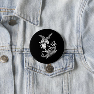 Arch Angel Kämpfen Hydra Dragon Kunst Illustration Button