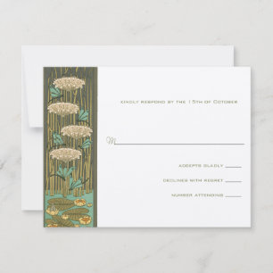 Arch Art Nouveau Dragonfly Lilypad Response Card RSVP Karte