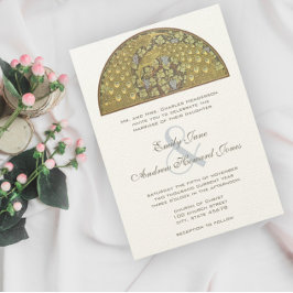 Arch Art Nouveau Peacock Birds Wedding Einladung