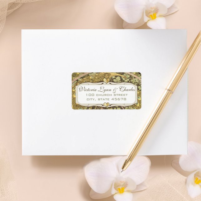 Arch Art Nouveau Vineyard Peacock Anschrift Labels Adressaufkleber (Von Creator hochgeladen)