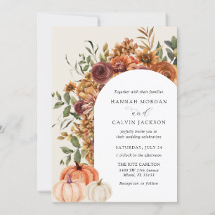 Arch Autumn Florals Pumpkin Wedding Einladung