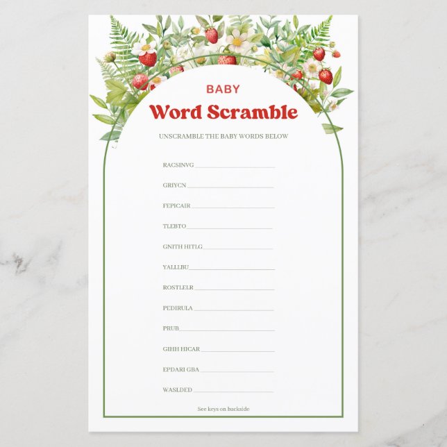 Arch Berry Sweet Strawberry Baby Word Scramble (Vorderseite)