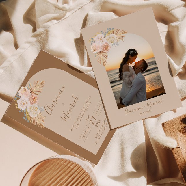 Arch Boho Pampas Grass Wedding Einladung (Von Creator hochgeladen)