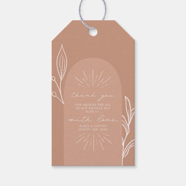 Arch Botanical Terracotta Wedding Vielen Dank Geschenkanhänger (Vorderseite)