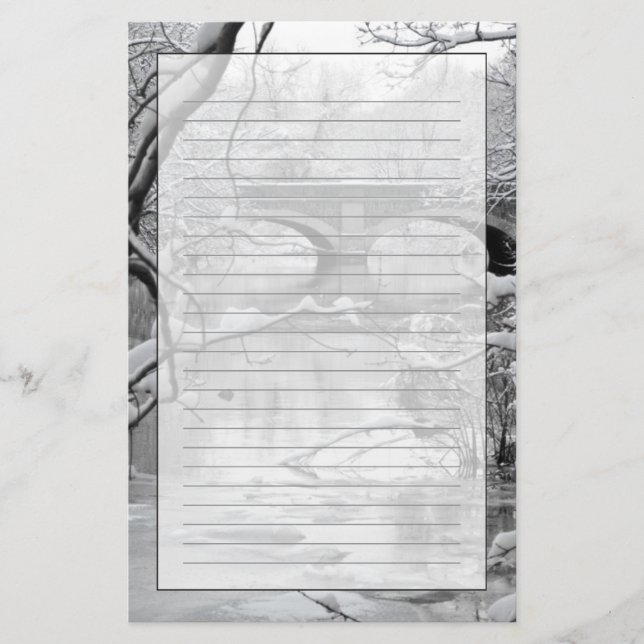 Arch Bridge über Frozen River im Winter Briefpapier (Vorderseite)