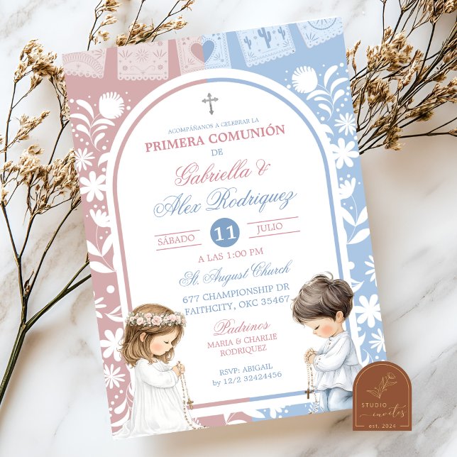 Arch Cielito Lindo Sibling Boy and Girl First Holy Einladung (Von Creator hochgeladen)
