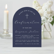 Arch Confirmation Navy Blue Religious Boy Script