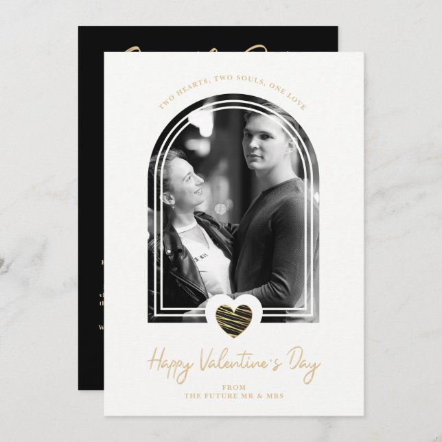 Arch Effect Black Heart Happy Valentine's Day Save The Date (Vorne/Hinten)
