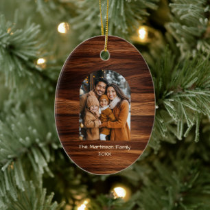 Arch Family Foto Personalisiert Woodgrain Weihnach Keramik Ornament
