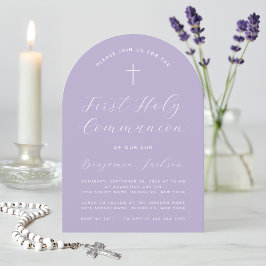 Arch First Communion Lavender Lila Moderne Drehbuc Einladung