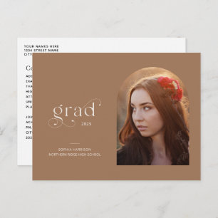 Arch Foto Earthy Brown 2024 Abschluss Postkarte