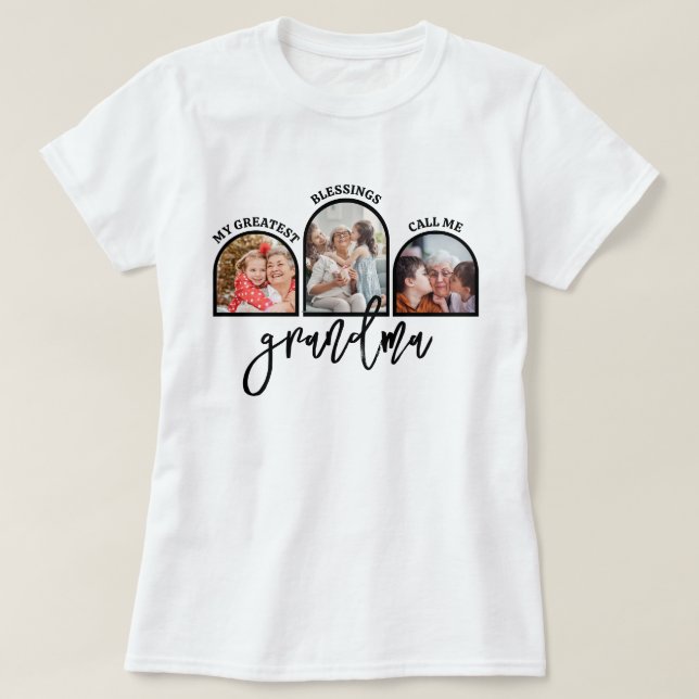 Arch Foto Geschenk Beste Segnungen nennen mich Oma T-Shirt (Design vorne)
