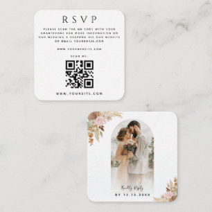 Arch Foto Pampas Grass Boho QR Code Wedding RSVP Begleitkarte