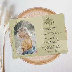 Arch Foto RN Nurse Medicine Caduceus Graduate Einladung