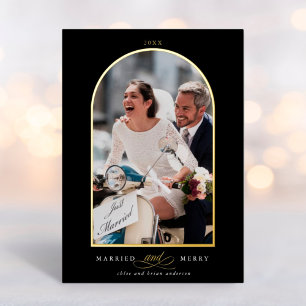 Arch Foto Verheiratet und Mercedes Foil Holiday Ca Folieneinladung