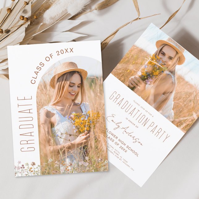Arch Foto Wildblume Bloom Graduation Party Einladung (Von Creator hochgeladen)