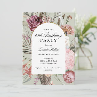 Arch Frame botanische Geburtstagsparty, Sage Green Einladung