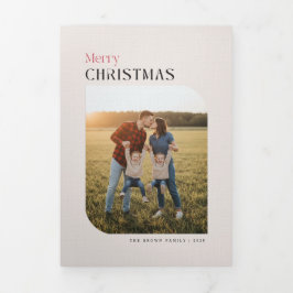 Arch Frame Family Multi Photo Merry Christmas Dreifach Gefaltete Einladung