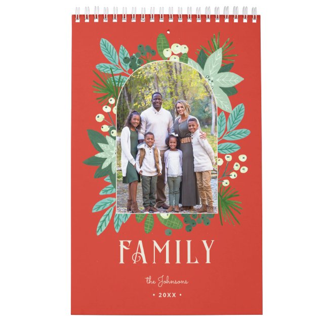 Arch Frame Floral Merry Christmas Photo Kalender (Titelbild)