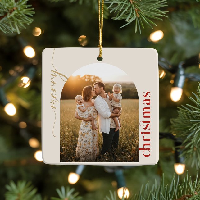 Arch Geometric Photo Family Name Christmas Keramikornament (Von Creator hochgeladen)