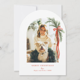 Arch Holiday Greenerie Swag Red Bow Weihnachtsgebä Einladung