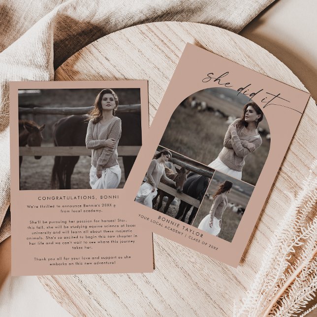 Arch Lachs Sie machte es Foto Collage Abschluss Ankündigung (Von Creator hochgeladen)