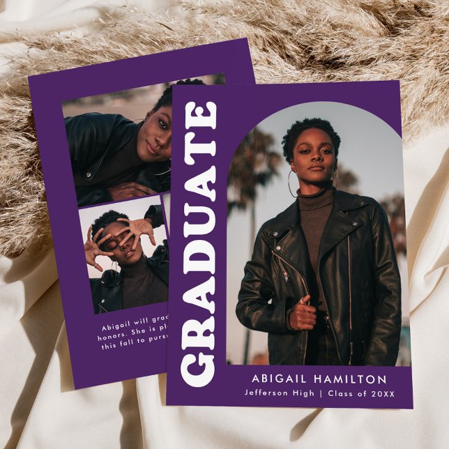 Arch Lila 4-Foto-Abschluss verlegen Ankündigung (Von Creator hochgeladen)