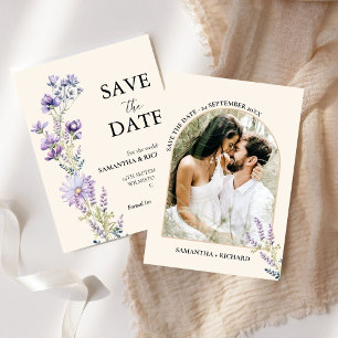 Arch Lila Wildblume Hochzeit speichern das Datum Einladung