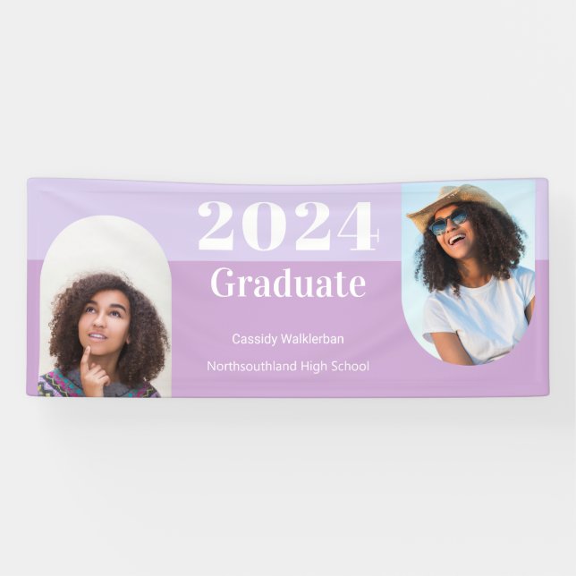 Arch Lila Zwei-Foto-Abschluss Banner (Horizontal)