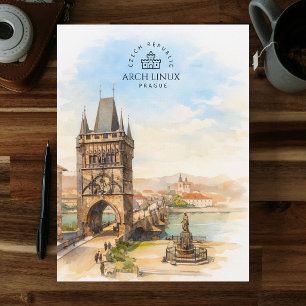 Arch Linux, Prag, Tschechien Wasserfarbe Postkarte