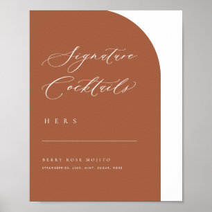 Arch Minimal Signature Cocktails Hochzeitsbarmenü Poster