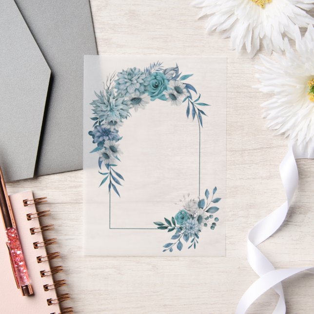 Arch mit aquamarin blauen Blumen und Blätter Hochz (Hochzeit)