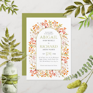 Arch mit Blätter und Beeren Olivenöl Hochzeit Einladung