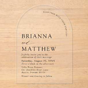 Arch Modern Black & White Minimalistisch Wedding Acryleinladungen