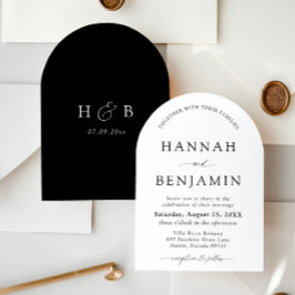 Arch Modern Black & White Minimalistisch Wedding Einladung