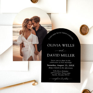 Arch Modern Black & White Minimalistisch Wedding Einladung