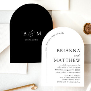 Arch Modern Black & White Minimalistisch Wedding Einladung