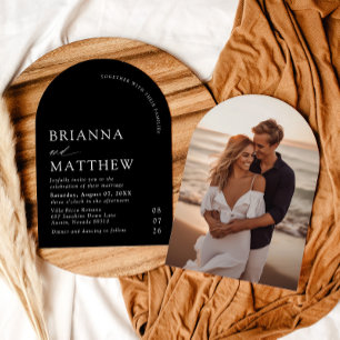 Arch Modern Black & White Minimalistisch Wedding Einladung