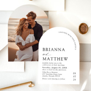 Arch Modern Black & White Minimalistisch Wedding Einladung