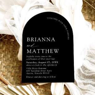 Arch Modern Black & White Minimalistisch Wedding Einladung