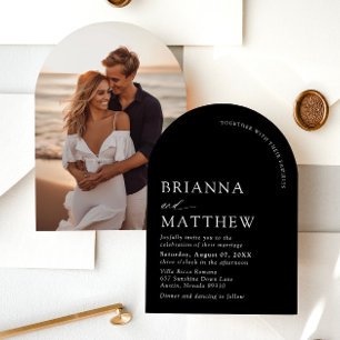 Arch Modern Black & White Minimalistisch Wedding Einladung