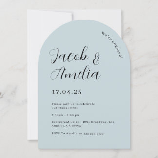 Arch Modern Dusty Blue Engagement Party Einladung