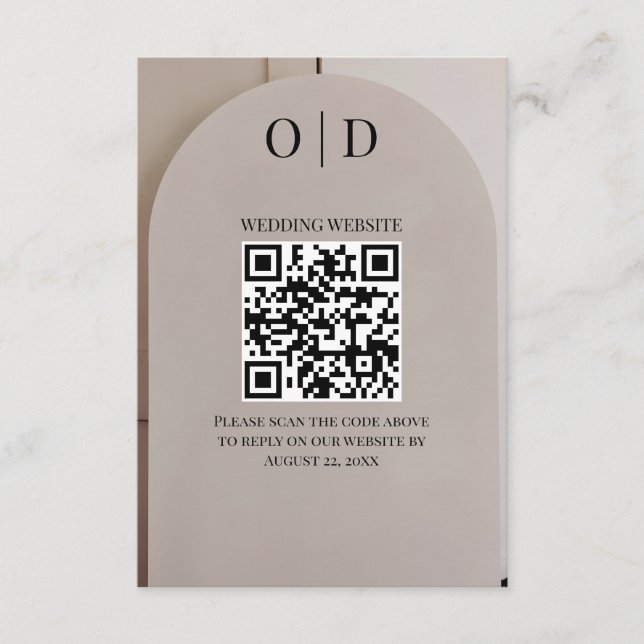 Arch Neutral Luxe Hochzeit QR Code Begleitkarte (Vorderseite)
