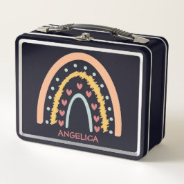 Arch of Hearts Scribble Boho Rainbow Metal Lunch B Metall Brotdose